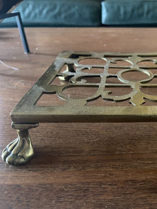 Handmade Other - Antique English 1818 Brass Claw Footed Trivet